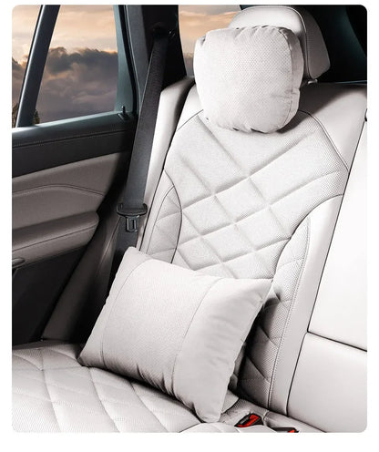 Jaecoo Breathable Suede Neck & Lumbar Support Pillow - set cognac