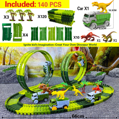 Kids Electric Track Car Set – Engineering Puzzle Racing Toy - 2pcs car-GC