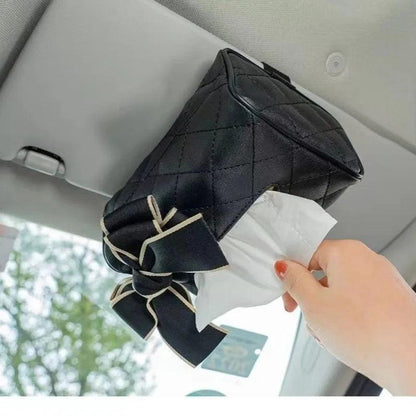 Leather Flower Car Tissue Holder Headrest Hanging Box Auto Seat