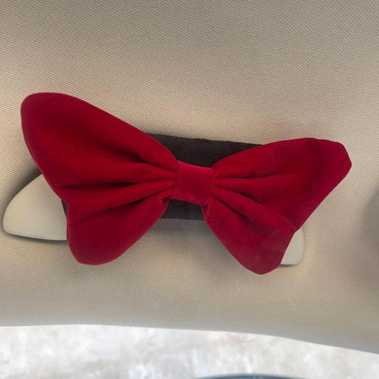 Red Bow Plush Car Interior Handle Cover Universal Handbrake Case