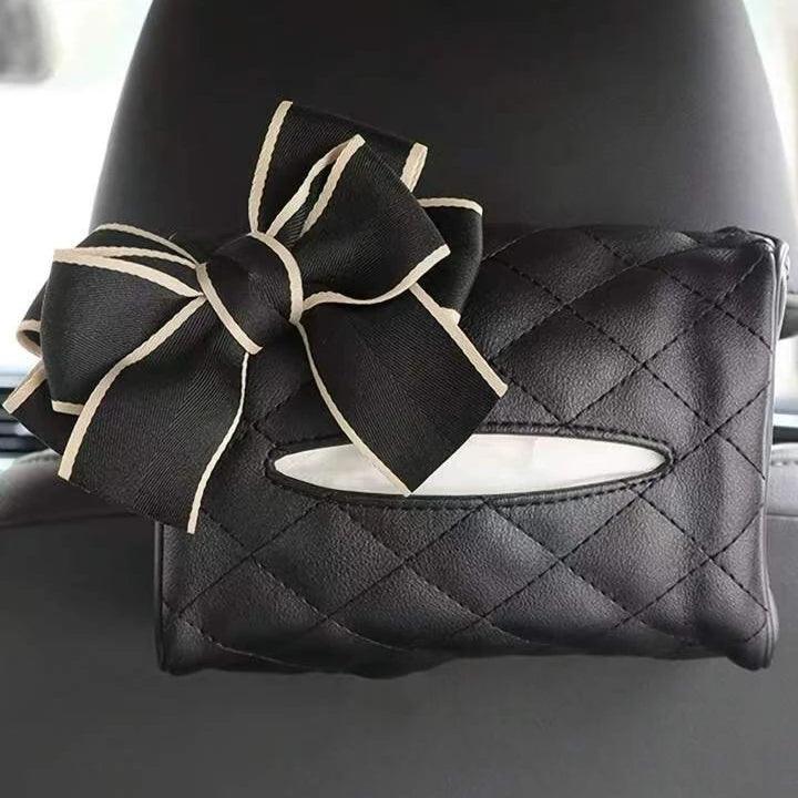 Leather Flower Car Tissue Holder Headrest Hanging Box Auto Seat