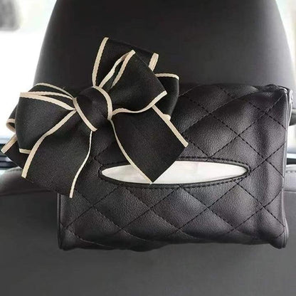 Leather Flower Car Tissue Holder Headrest Hanging Box Auto Seat