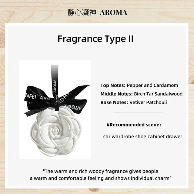 White Flower Hanging Car Air Freshener Perfume - B