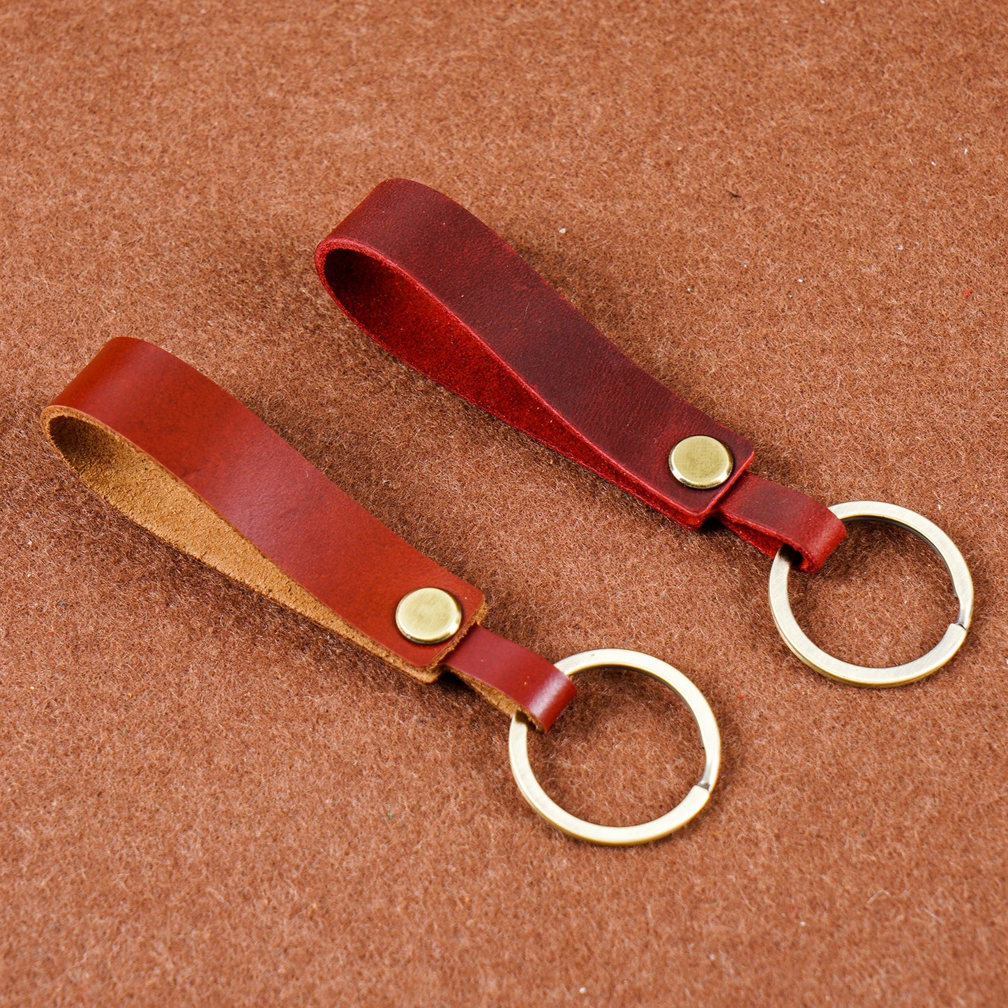 Top Grain Leather Keyring — Minimalist, 7 Colours