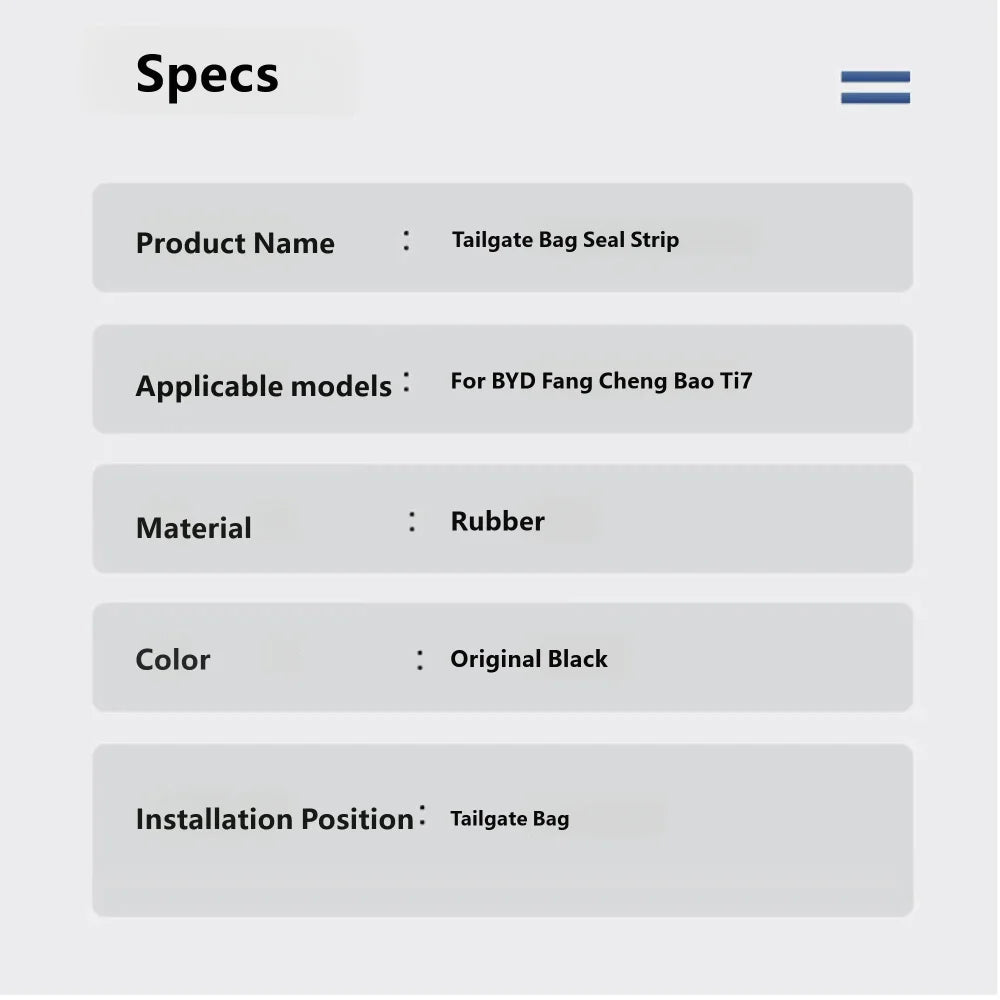 BYD Ti7 Tailgate Sealing Strip
