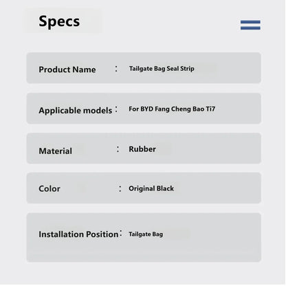 BYD Ti7 Tailgate Sealing Strip