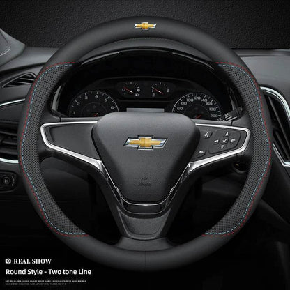 Chevrolet Leather Steering Wheel Cover – Fits Cruze, Camaro, Malibu, Silverado & More - DX-B
