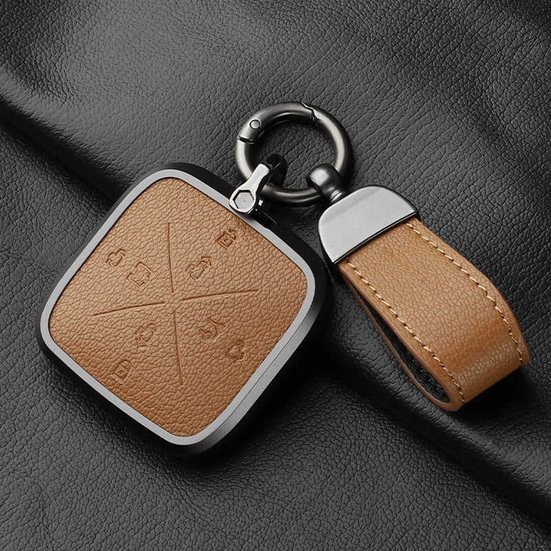 8 Button Aluminum Goatskin Key Case Cover for Zeekr X 001 009