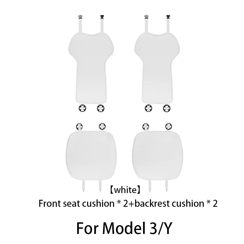 Tesla Ice Silk Seat Cushion | Model 3 & Y (2019–2025) Breathable Cover - T-M3Y-F01-white