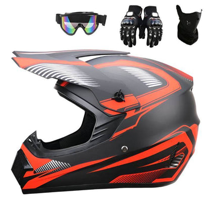 Full Face Off-Road Motorcycle Helmet + Goggles, Gloves & Face Mask - BAIZHUA / S