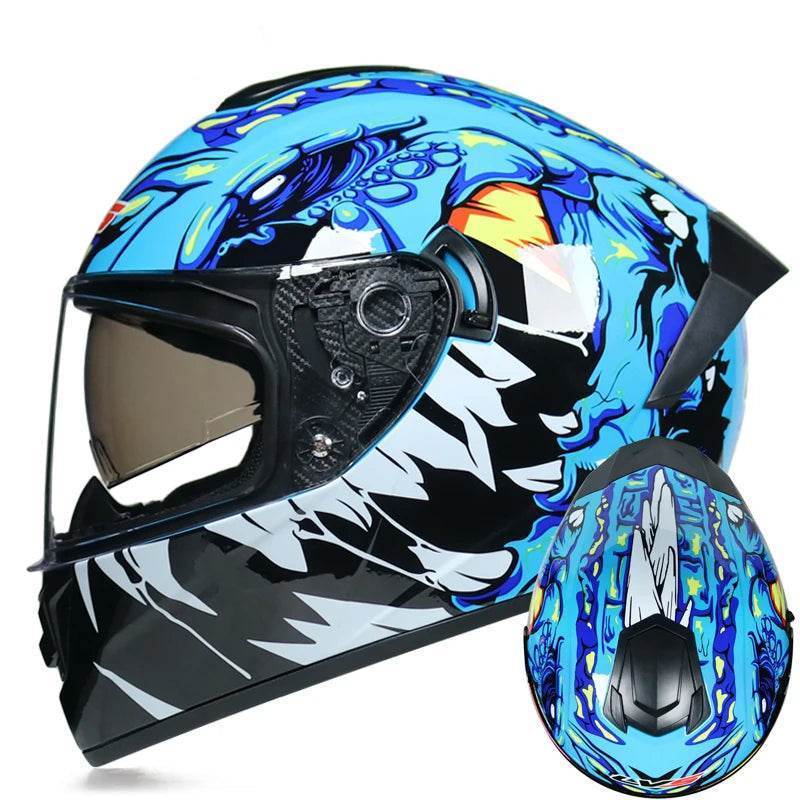 Full Face Motorcycle Racing Helmet – Winter Warm Double Visor Sports Helmet for Motorbike Riders - 1 / S