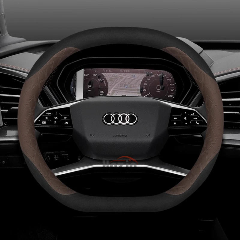 Leather Car Steering Wheel Cover for New Audi A3 8y Q7 q5 A5 B10 A1 rs3 s3 Sq5 Q8 Q4 Q3 A6 Etron 2025 Interior Accessories
