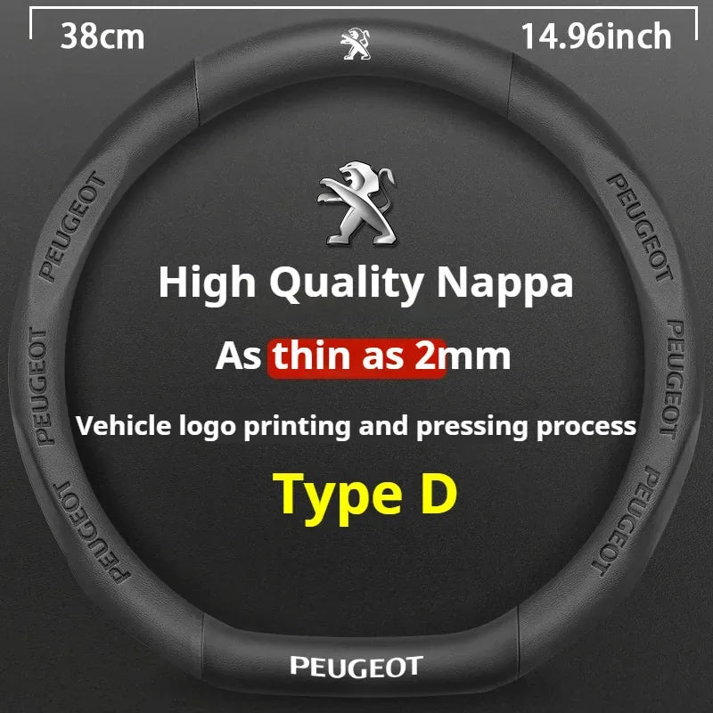 Peugeot Leather Steering Wheel Cover - D Type Black B