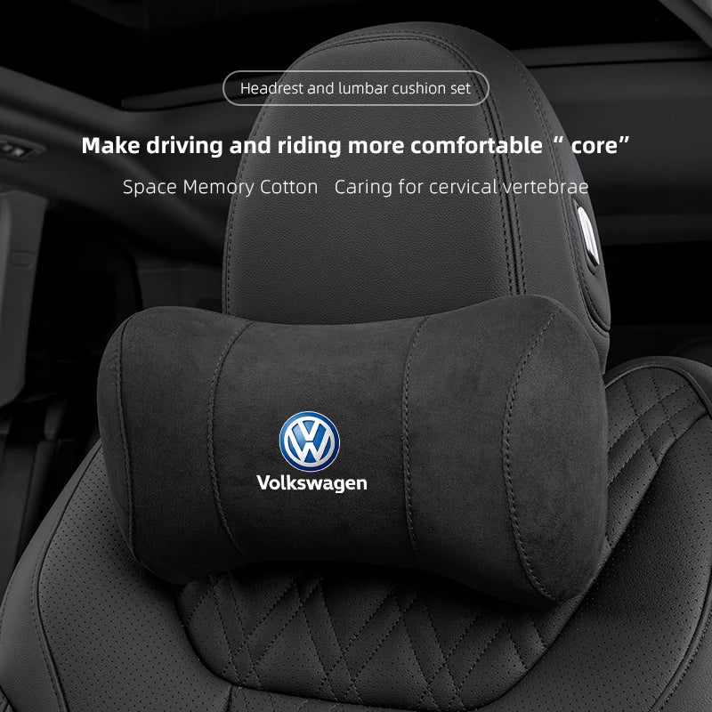 VW Suede Car Headrest Pillow