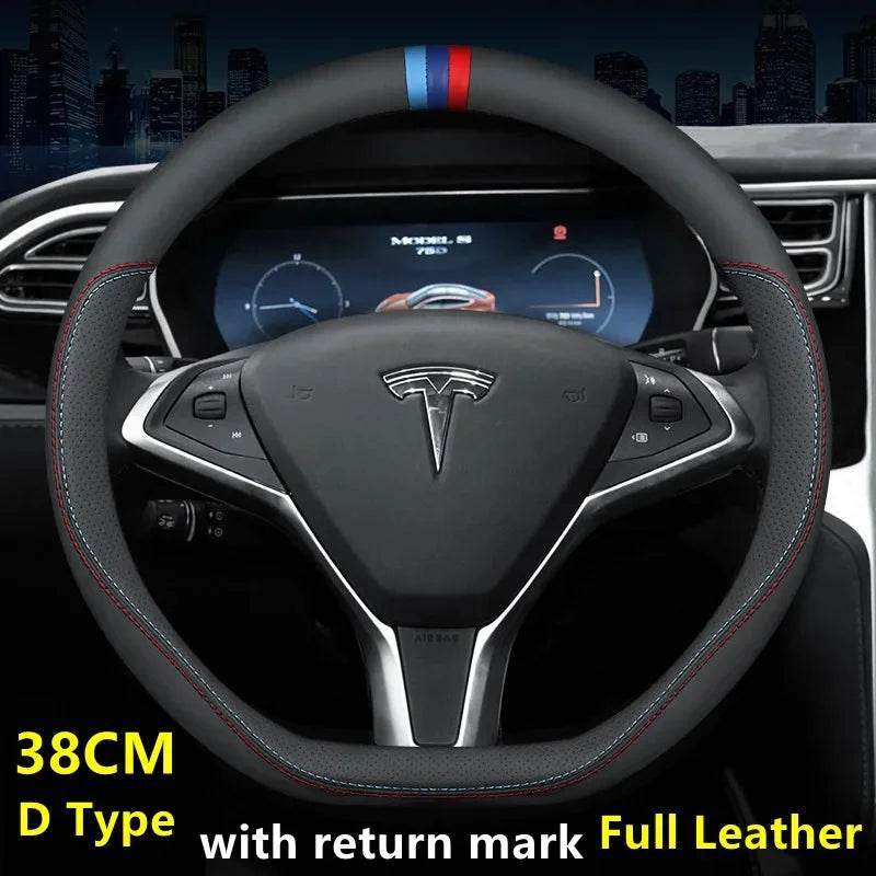 Tesla Premium Leather Steering Wheel Cover – Fit for Model 3/Y/S/X (2019–2025) - 36 D