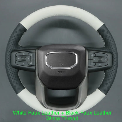 GMC Hand-Stitched Steering Wheel Cover - Round Shape / Faux Leather