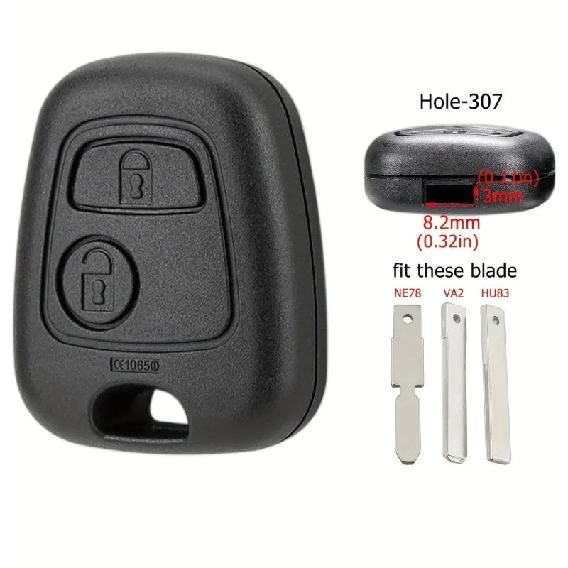 Peugeot 206 & 307 Remote Key Shell — 2 Button Replacement - 307