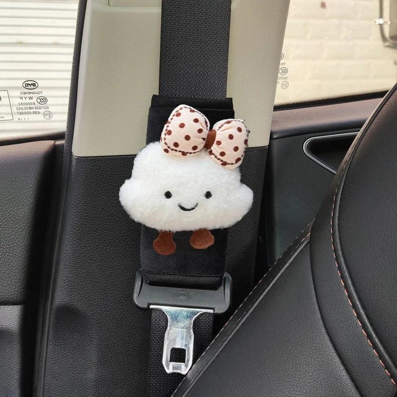 Cartoon Bow Dog Seatbelt Cover Shoulder Strap Cushion Pad Kids Women