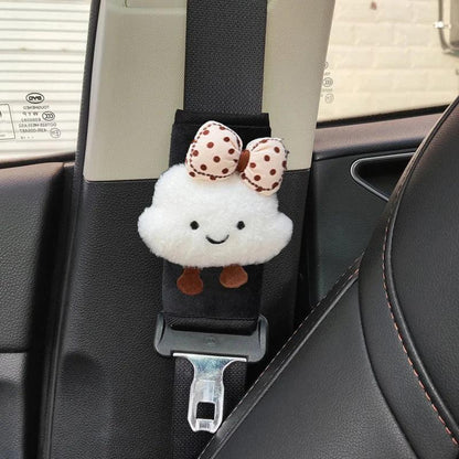 Cartoon Bow Dog Seatbelt Cover Shoulder Strap Cushion Pad Kids Women