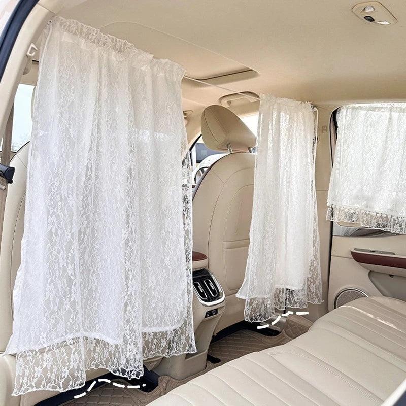 Lace Double Layer Car Privacy Curtains Universal Blackout Divider