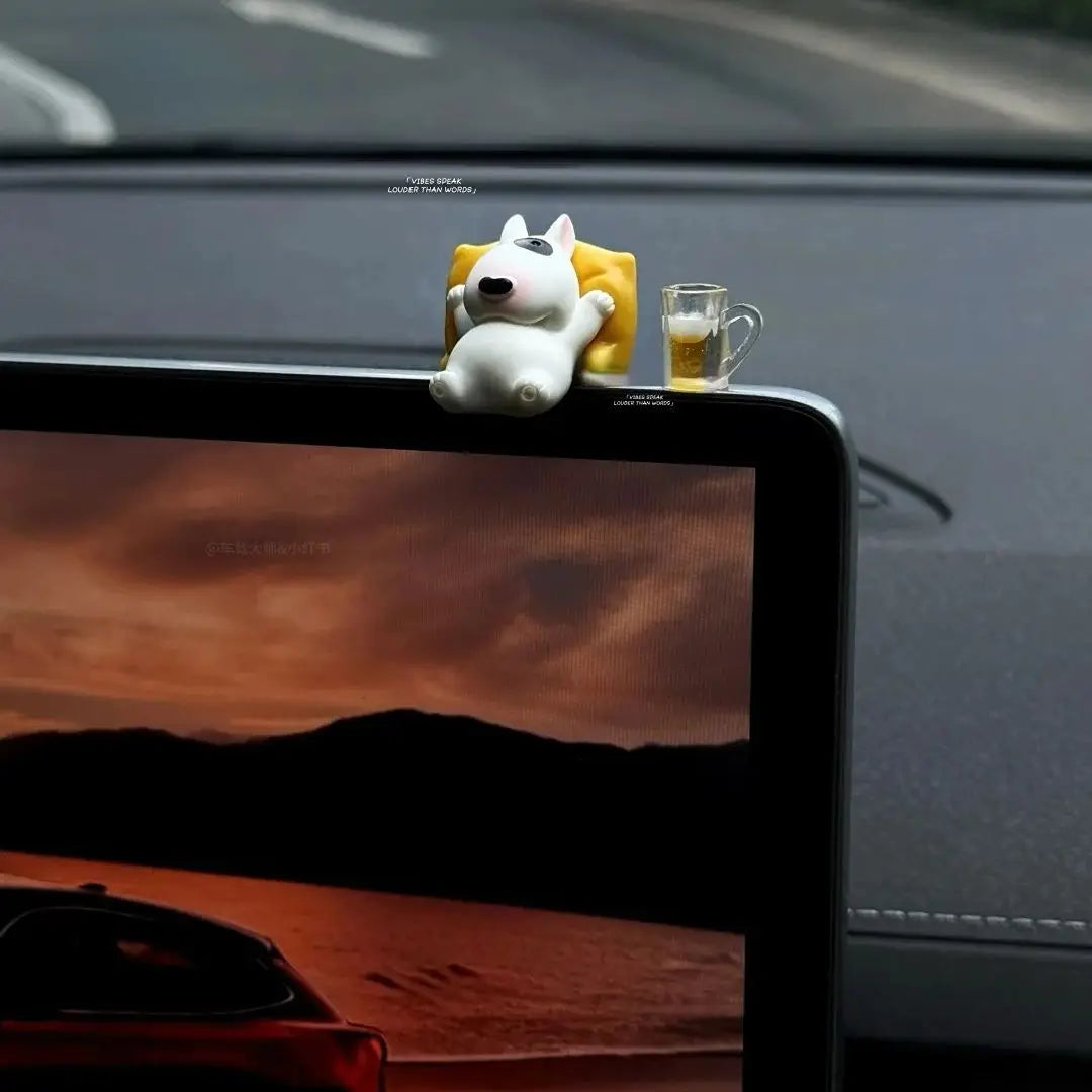 Bull Terrier Dashboard Figurine - Resin Car Interior Ornament