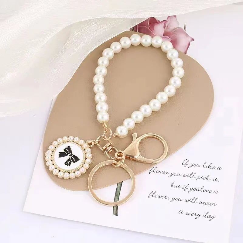 Pearl Shell Bead Keychain - Shiny Phone Bag Charm Accessory
