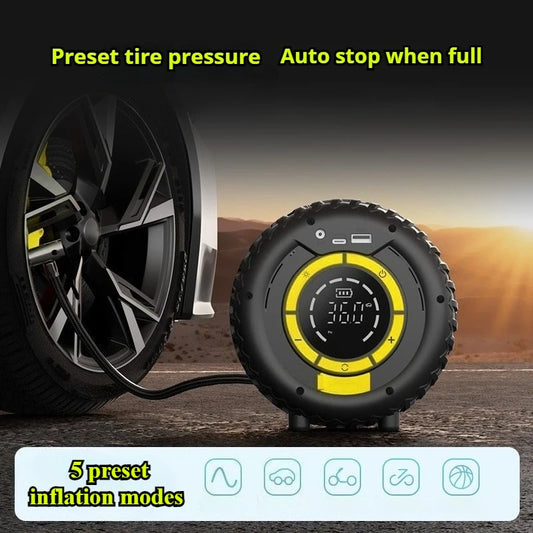 5-in-1 Portable Car Tire Inflator & Emergency Jump Starter – Multi-Function Air Pump