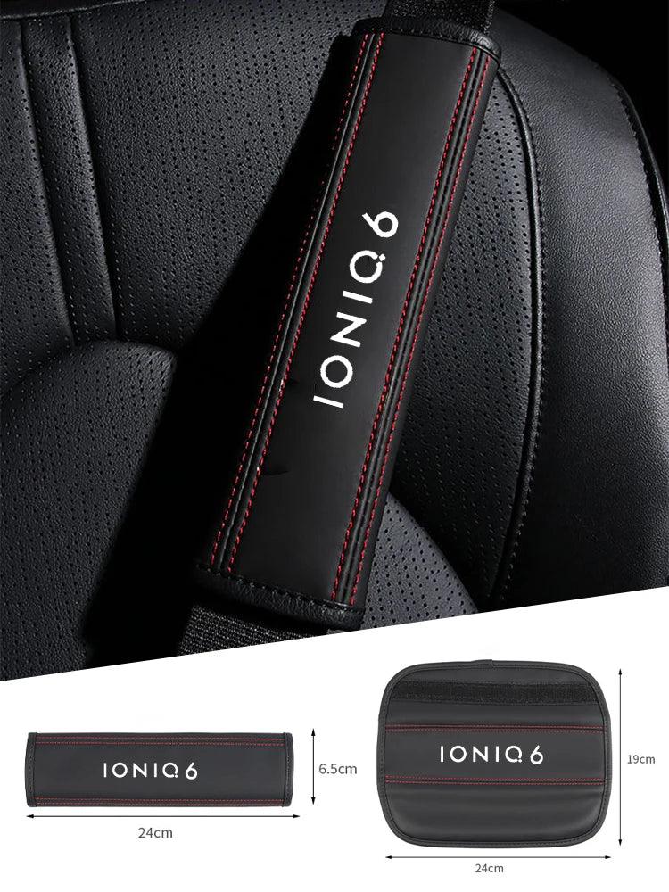 Hyundai Ioniq 6 Leather Seat Belt Shoulder Pads - Blue