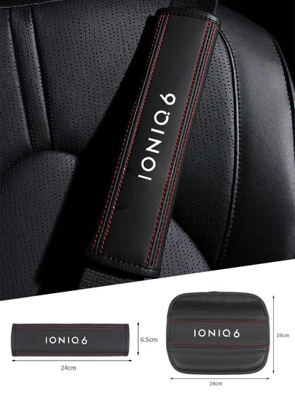 Hyundai Ioniq 6 Leather Seat Belt Shoulder Pads - Blue