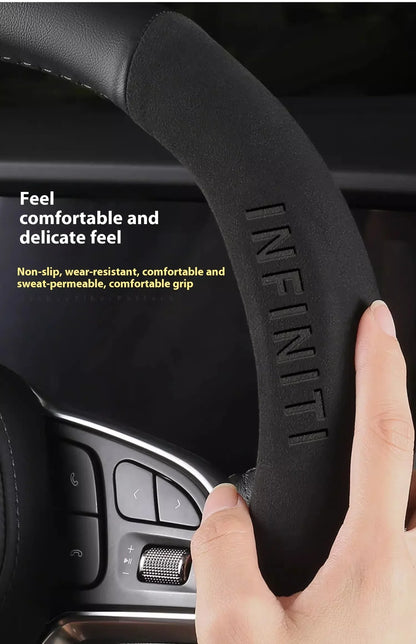 Infiniti Carbon Fiber Leather Steering Wheel Cover - O Leather Red