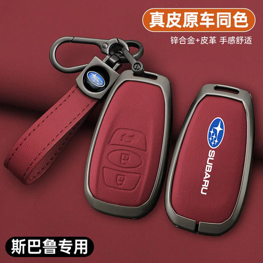 Zinc Alloy Leather Car Key Case Cover Subaru BRZ STI XV Forester