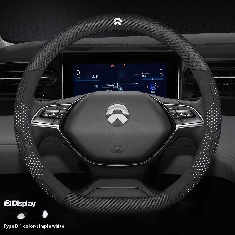 NIO Carbon Fibre Steering Wheel Cover - D Shape / Carbon White