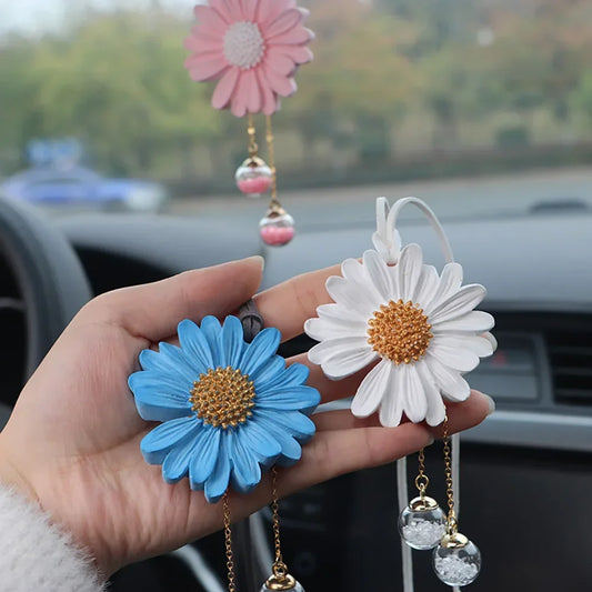 Daisy Car Rearview Mirror Pendant – Cute Floral Hanging Ornament