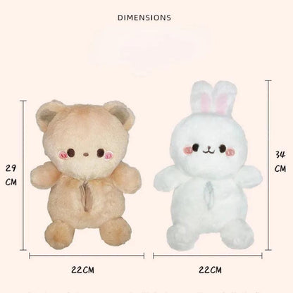 Plush Car Tissue Box Holder Cute Bear Rabbit Seat Back Hanging