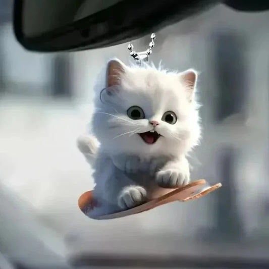 Cat Car Pendant – 2D Rearview Mirror Hanging Ornament
