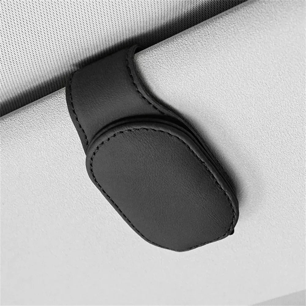 Magnetic Leather Car Visor Sunglasses Holder