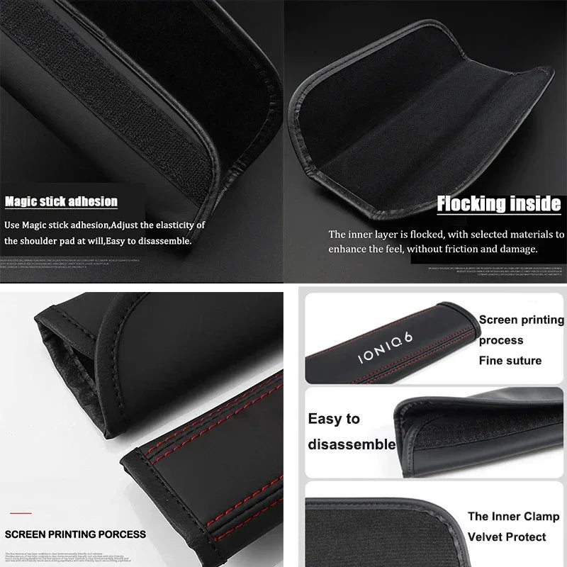 Hyundai Ioniq 6 Leather Seat Belt Shoulder Pads - Blue