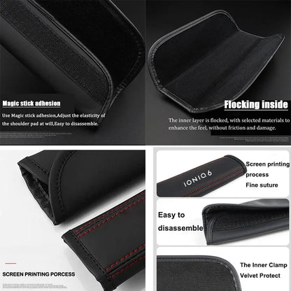 Hyundai Ioniq 6 Leather Seat Belt Shoulder Pads - Blue