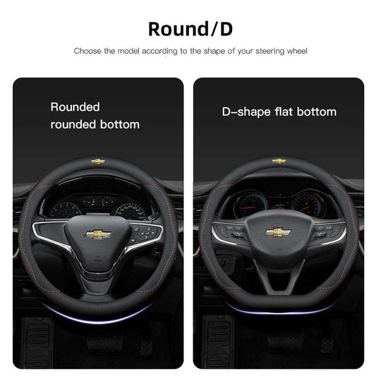 Chevrolet Leather Steering Wheel Cover – Fits Cruze, Camaro, Malibu, Silverado & More - DX-B
