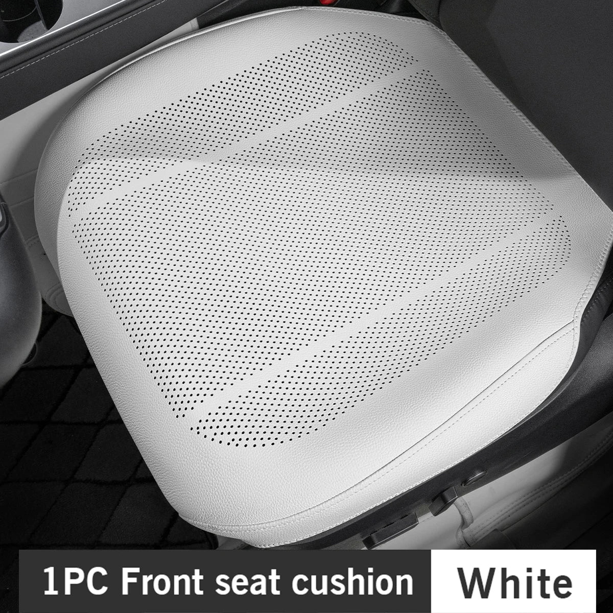 Tesla Car Seat Covers – Full Surround Nappa Leather, Breathable & Sweatproof All Seasons - 1PC White Front