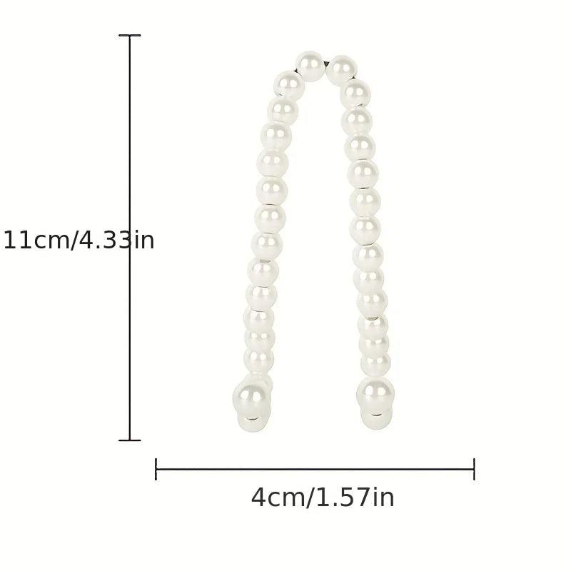 2pcs Stainless Steel Car Headrest Hooks White Pearl Half Open Design