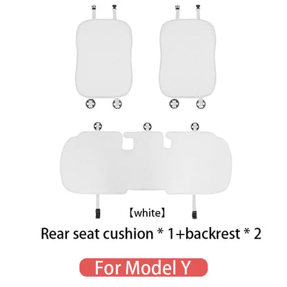 Tesla Ice Silk Seat Cushion | Model 3 & Y (2019–2025) Breathable Cover - T-M3Y-F01-white