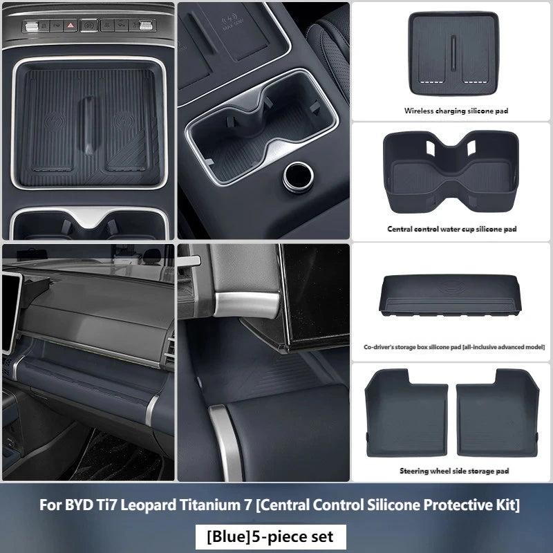 BYD Ti7 Behind-Screen Dashboard Storage Box - Blue 5 Pcs set