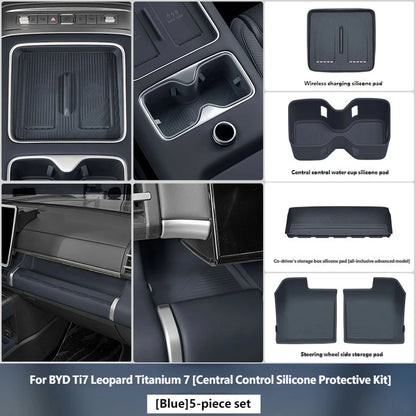 BYD Ti7 Behind-Screen Dashboard Storage Box - Blue 5 Pcs set