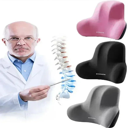 AutoComfort Memory Foam Headrest Lumbar Support Set Car Seat Cushion - headrest black