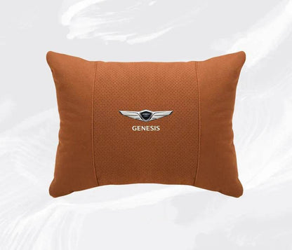 Suede Car Neck Pillow & Lumbar Support for Genesis G80, GV70, GV80, G90 & More - headrest 1pc white