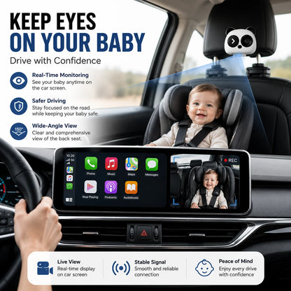 1080P Wireless CarPlay Baby Car Camera Monitor with Split-Screen Display