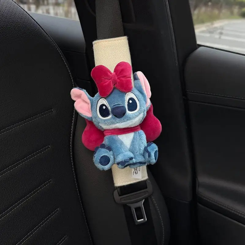 Stitch Car Seat Belt Shoulder Pads with Cute Doll Decoration