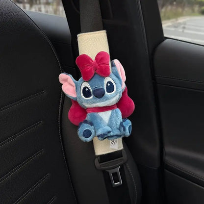 Stitch Car Seat Belt Shoulder Pads with Cute Doll Decoration