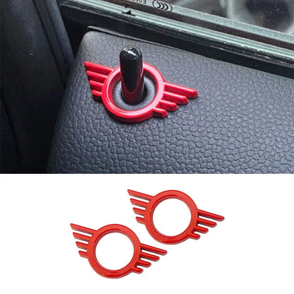 For MINI ONE Cooper S JCW R55 R56 R61 F54 F55 F56 F57 F60 Countryman Car Door Button Decoration Sticker Modification Accessories - red
